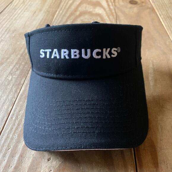 Starbucks Coffee Employee Uniform Gear Black Adjustable Strap Visor Cap Hat A55 - Picture 1 of 5